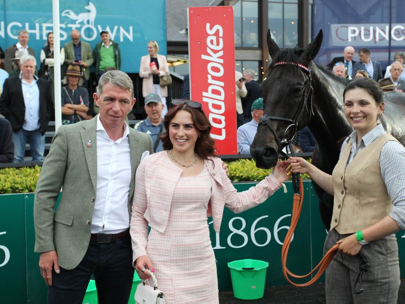 Baron Noir and Mr R James wins the JP & M Doyle INH Flat Race fo Baron Noir and Mr R James wins the JP & M Doyle INH Flat Race for trainer Alan King and owners the Noel Fehily Racing Club at Punchestown. 1/5/2025 Pic Steve Davies/Racingmediapics.co.uk